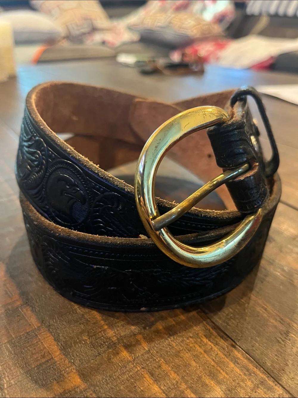 Vintage Leather Western Eagle Belt